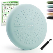 PhysKcal Wobble Cushion 33 cm Balance Disc with Hand Pump, Eggshell Blue