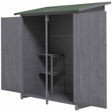 (Grey, Wood) 139x75cm Fir Wood Garden Shed - Grey Asphalt Roof