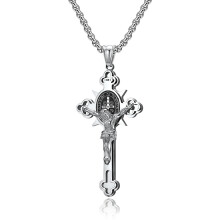 Halskette mit Kreuzanhänger aus Edelstahl Silver
