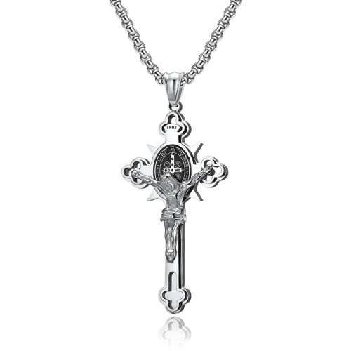 Halskette mit Kreuzanhänger aus Edelstahl Silver