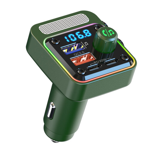 Auto Bluetooth FM Sender Bluetooth V5.0 Green