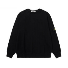 (S,black)2025 Classic Stone Correct Version Solid Color Round Neck Badge Long Sleeve Men And Women