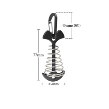 Aluminiumlegierung Fischgräten-Zeltpflöcke mit Schnalle (4er-Pack) Black