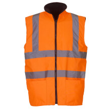 (3XL, Orange) Yoko Unisex Adult Hi-Vis Fleece Reversible Gilet