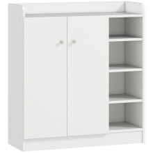 (White, Engineered Wood) White Shoe Cabinet with 4 Adjustable Shelves