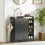 (Black, Engineered Wood) Black Shoe Storage Cabinet with Adjustable Shelves 8