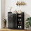 (Black, Engineered Wood) Black Shoe Storage Cabinet with Adjustable Shelves 7