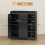 (Black, Engineered Wood) Black Shoe Storage Cabinet with Adjustable Shelves 3