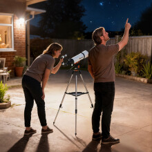 Outsunny Refractor Astronomy Telescope with 80 mm Aperture, Carry Bag, White
