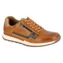 (9 UK, Tan/Camel) R21 Mens Leather Side Zip Shoes