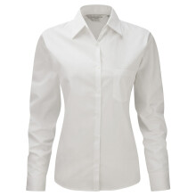 (4XL, White) Jerzees Ladies/Womens Long Sleeve Pure Cotton Work Shirt