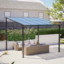 BIRCHTREE 3x3M 10x10FT Lean To Pergola W/ Roof Wall Mounted Gazebo