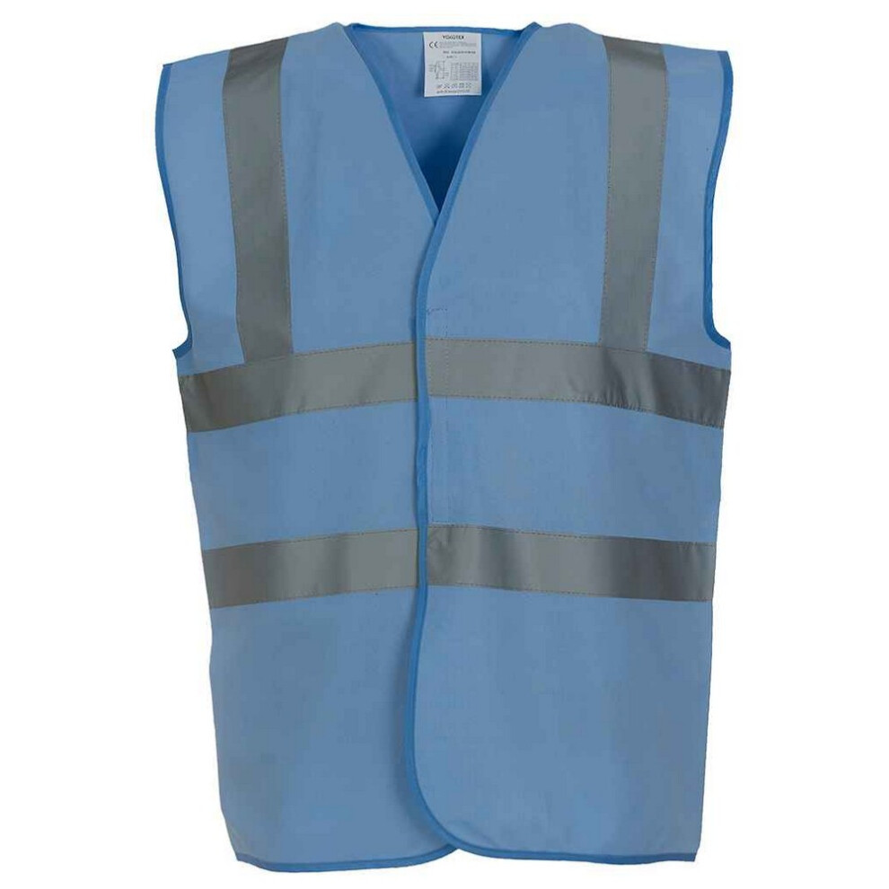 (M, Sky Blue) Yoko Mens Band & Brace Hi-Vis Waistcoat 5063470842452