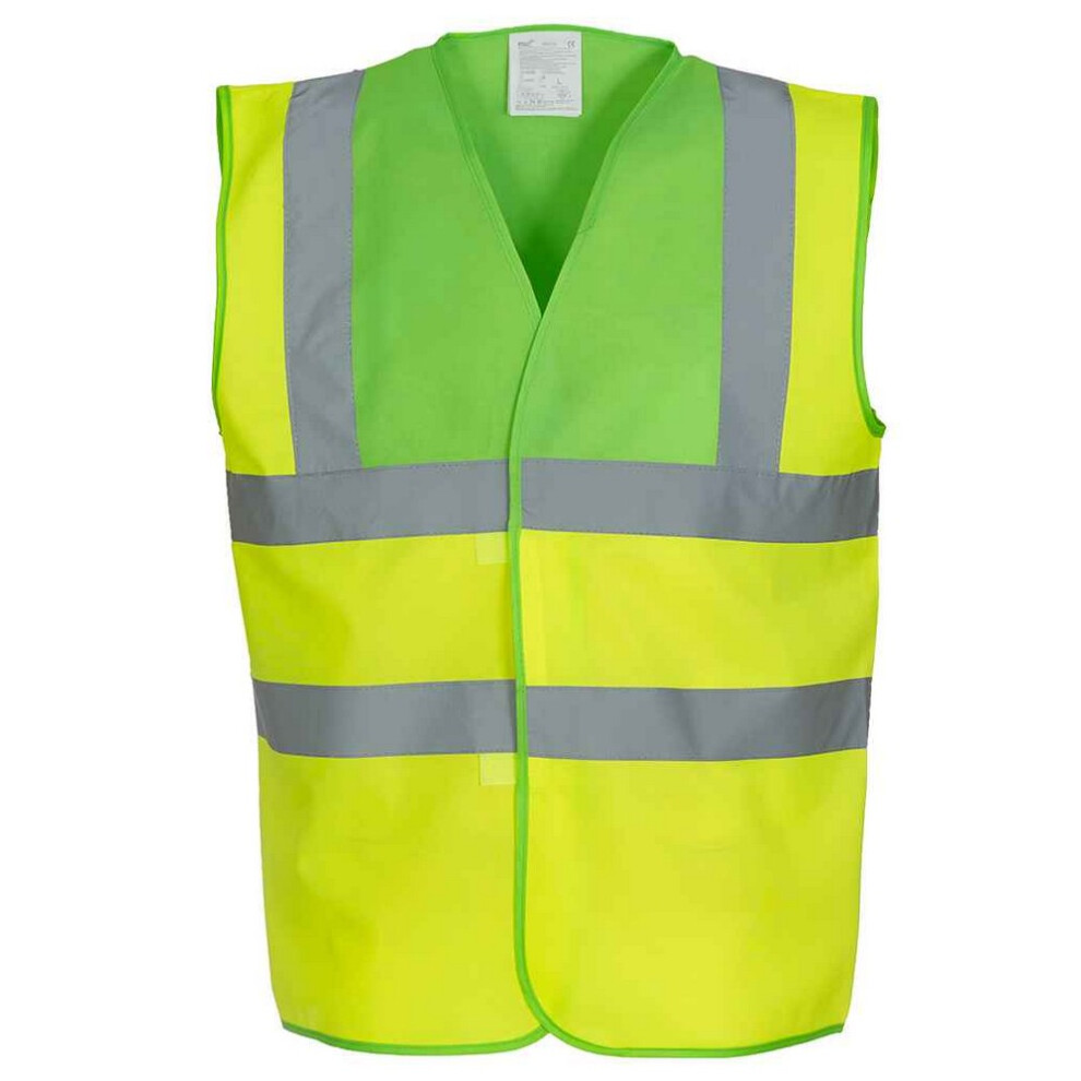 (L, Lime/Yellow) Yoko Mens Band & Brace Hi-Vis Waistcoat 5063470842315