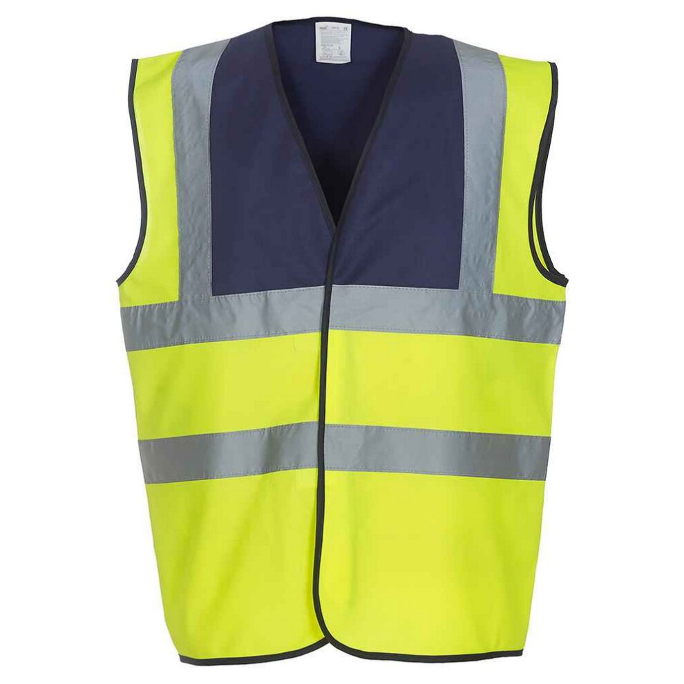 (Xl, Navy/Yellow) Yoko Mens Band & Brace Hi-Vis Waistcoat 5063470842193