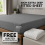 (Double, Grey) 40cm Extra Deep Fitted Sheet with FREE 40cm Quilted Mattress Protector Soft Microfiber Deep Pocket Bed Sheets 1