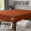 (Double, Rust) 40cm Extra Deep Fitted Sheet with FREE 40cm Quilted Mattress Protector Soft Microfiber Deep Pocket Bed Sheets 1
