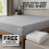 (Double, Silver) 40cm Extra Deep Fitted Sheet with FREE 40cm Quilted Mattress Protector Soft Microfiber Deep Pocket Bed Sheets 1