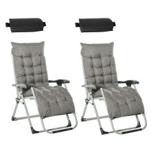 2pc Zero Gravity Sun Loungers, Dark Grey
