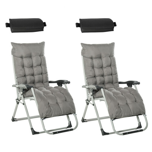 2pc Zero Gravity Sun Loungers, Dark Grey
