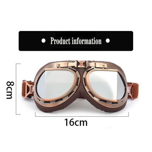 Vintage Copper Goggles Grey Lens Karting Motorcycle Windproof Adjustable 2