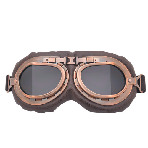 Vintage Copper Goggles Grey Lens Karting Motorcycle Windproof Adjustable