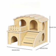 (Double-story Color Room) 1pc Solid Wood Hamster Hideaway House Platform Climbing Ladder Small Pet Cage Landscaping
