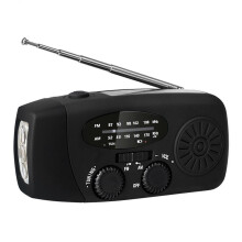 (Black, EU) Radio AM/FM NOAA rechargeable par USB, lampe torche LED, équipement de survie multifonctionnel