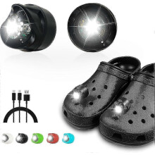 (Black) Croc Light Up Rechargeable 2pc Phares Accessoires Porte-clés pour Enfants Garçons Adultes Hommes Femmes