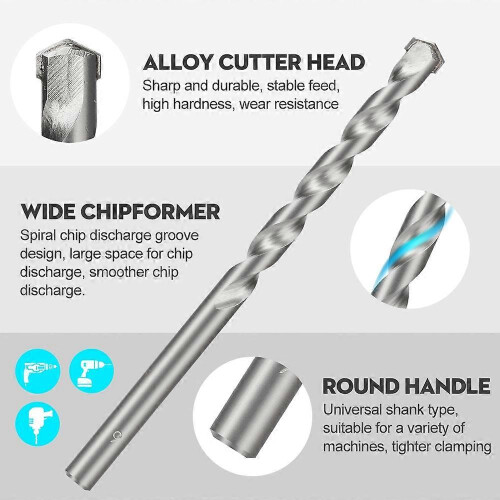 (1pc 8mm) XCAN 3-10mm Wall Masonry Drill Bit Set Alloy Tip for Brick Concrete Marble Tile Stone 1