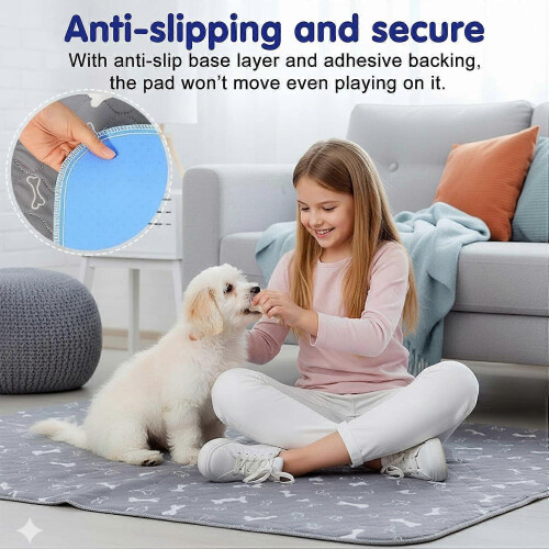 (GRAY, 40*60cm) 2026 Pheromone Washable Reusable Leak-Proof Puppy Pee Pad Training Mat Multiple Sizes Available 1