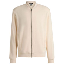 (S, White) Boss Mens Solid Front Pocket Bomber Jacket