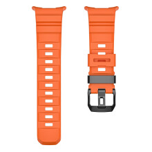 Pasek do zegarka sportowego kompatybilny z Samsung Galaxy Watch Ultra 47mm, silikonowy z czarną stalową klamrą, pomarańczowy Orange
