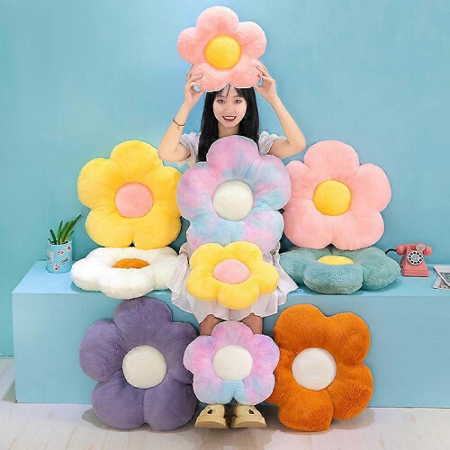(WHITE, 50cm) Cuscini Fiore Plush, Cuscino Pavimento per Leggere e TV 1