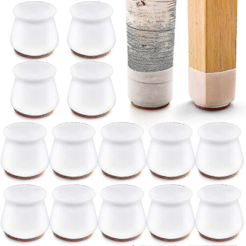 (White, 12PCS) Silikon Möbelschoner mit Filz, 24 Stk