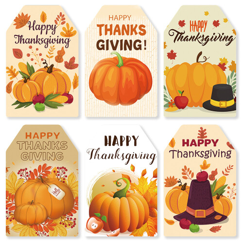 Thanksgiving Gift Tags Pumpkin Maple Design 60 pcs 1