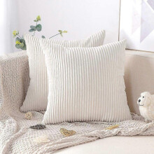 (White) 2 Taies Cordura Velours 45x45cm, Set Décoratif