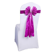 (Fuchsia) Cinta Satin Morado Intenso para Silla Boda, 1 Set con Strass