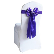 (Deep purple) Cinta Satin Morado Intenso para Silla Boda, 1 Set con Strass