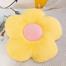 (yellow) 35cm Long Plush Six Petal Flower Cushion, Girly Sunflower Pillow for Kid Bedroom & Sea Decor