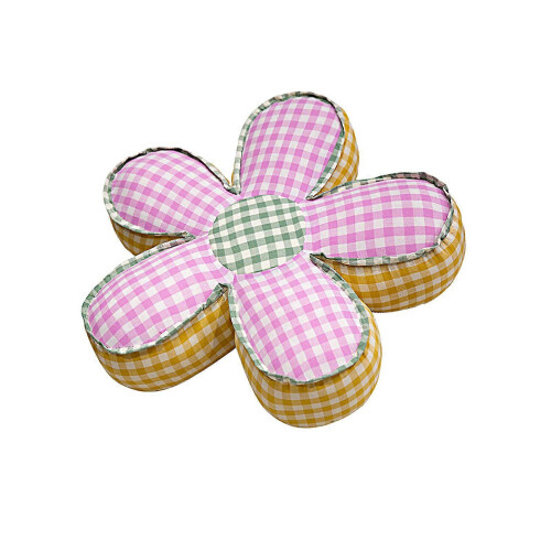 (Pink yellow) Cuscino Pavimento Floreale, Cotone Antiscivolo, Marrone Giallo