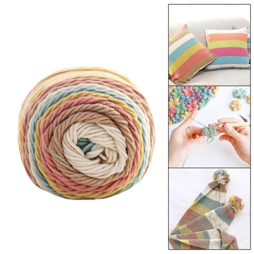 (B) 5 Strands Rainbow Handmade Soft Knitting Yarn for Office Sofa 1