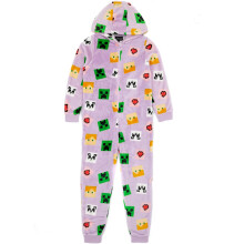 (5-6 Years, Pastel Purple) Minecraft Girls All-Over Print Sleepsuit