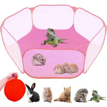 Portable Pop Up Indoor Outdoor Pet Reptile Cage Tent Playpen Mesh Exercise Yard Fence Pink