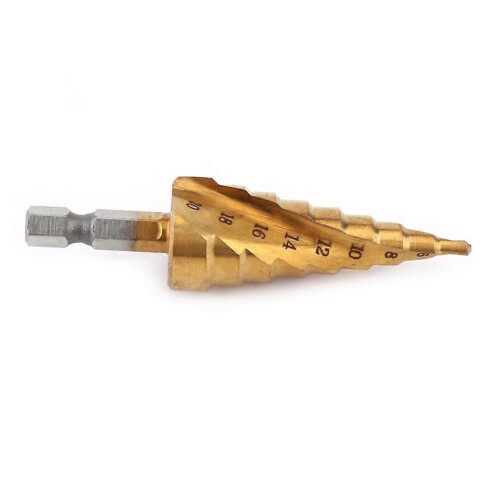 Titanium Step Drill Bit 4-20mm HSS Spiral Flute Hex Shank Power Tool Set 1