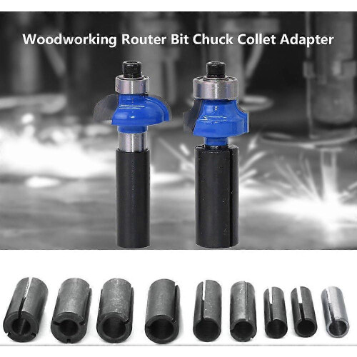 9PCS Router Bits Collet Chuck Converter Adapter Set Woodworking Engraving Tool 2