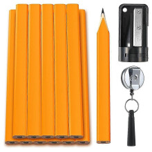12 Pack 7 Inch HB Flat Octagonal Carpenter Pencils with Sharpener & Retractable Pen Haoyi