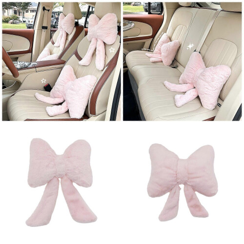 (Waist Support) Cuscino Schiena Auto con Fiocco, Peluche Morbido per Casa e Divano 1