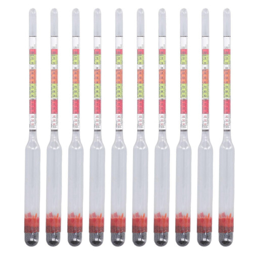 10Pcs Home Brewing Hydrometer Glass Triple Scale Beer Wine Tester Measuring Tool Kit