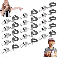 Stainless Steel Whistles 15 Pack with Lanyard Loud Clear Sports Referee Coaching